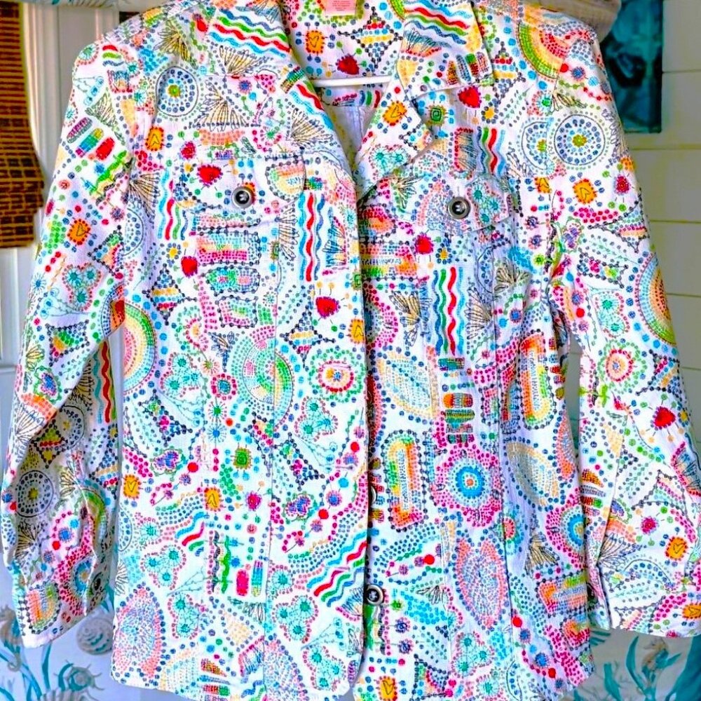 Ruby Rd Multicolor Jean Jacket Size 6 - image 1